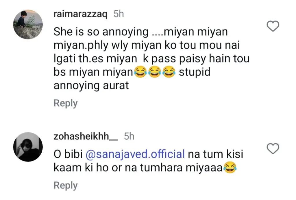 ثنا جاوید کا شوہر کے ساتھ جنون نے رد عمل کو جنم دیا