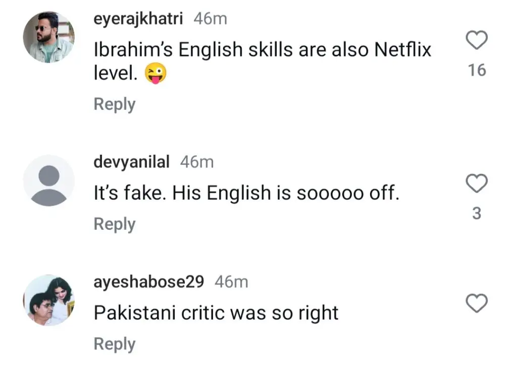 ابراہیم علی خان نے پاکستانی نقاد کو دھمکی دی