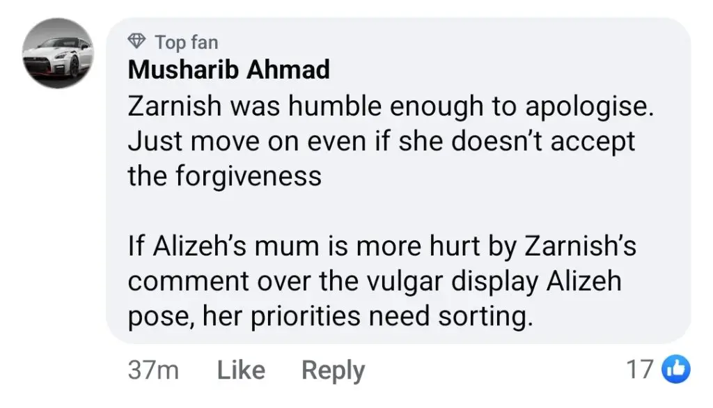 الیز شاہ نے عوامی طور پر زرنیش خان کی معافی مانگ لی