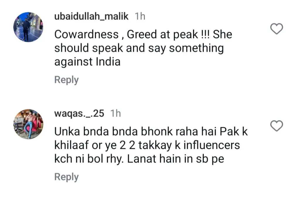 جنات مرزا نے ہند-پاک تعلقات پر خاموش ردعمل کے لئے ٹرول کیا