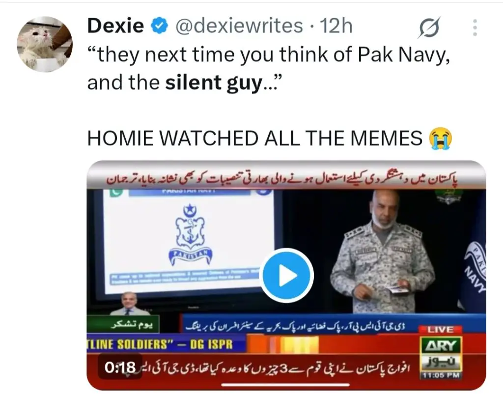 ایئر مارشل اورنگزایب احمد اور بحریہ کے نائب ایڈمرل نواز انٹرنیٹ پر میم فیسٹیشن