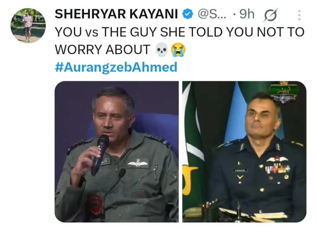 ایئر مارشل اورنگزایب احمد اور بحریہ کے نائب ایڈمرل نواز انٹرنیٹ پر میم فیسٹیشن