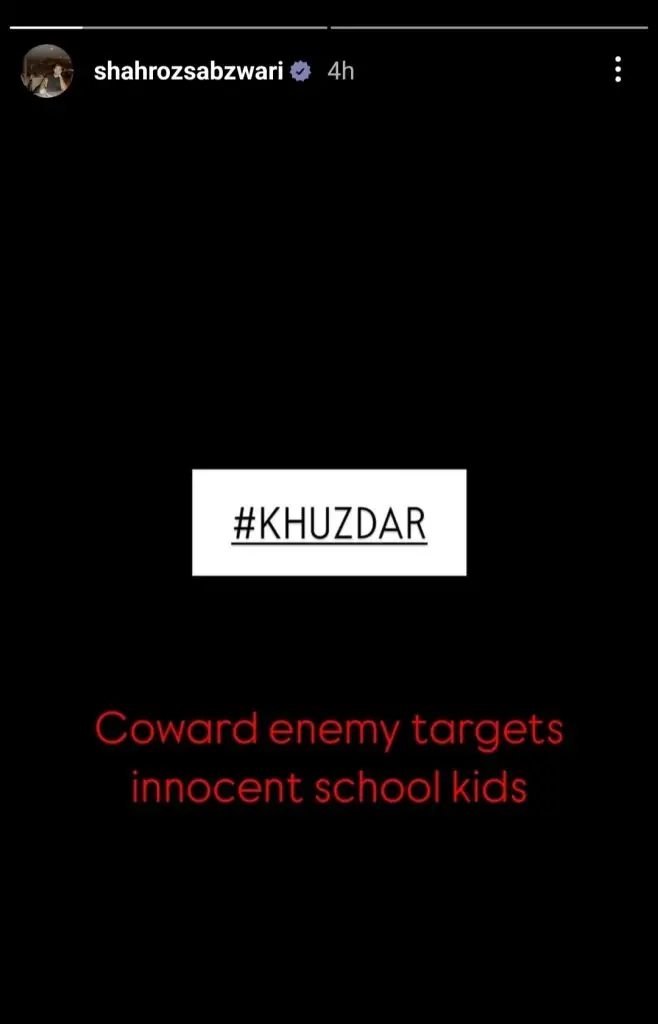 پاکستانی مشہور شخصیات المناک خوزدار حملے کی مذمت کرتے ہیں