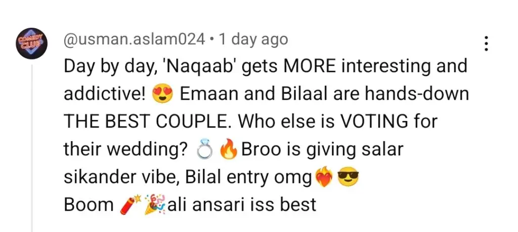 نقاب نے اپنے دلکش پلاٹ اور طاقتور پرفارمنس کے لئے تالیاں حاصل کیں