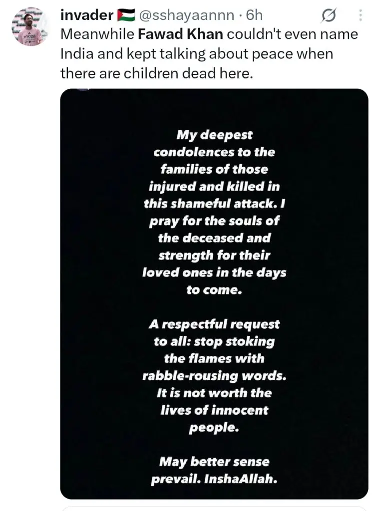ہندوستان کے حملے کے بعد فواد خان نے اپنے سفارتی موقف پر تنقید کی