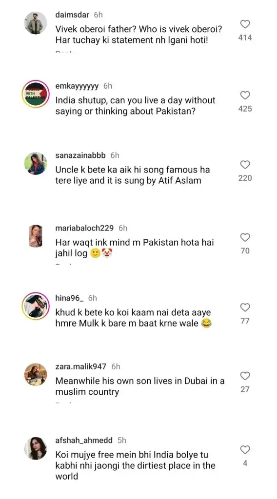پاکستان کے بیانات کے لئے پاکستانی ٹرول انڈین بی کلاس اداکار سریش اوبروئی