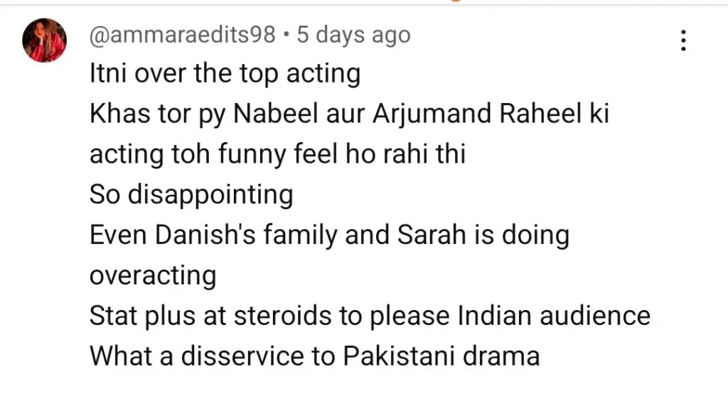 شیر میں سارہ خان کی جذباتی کارکردگی عوام کو مایوس کرتی ہے