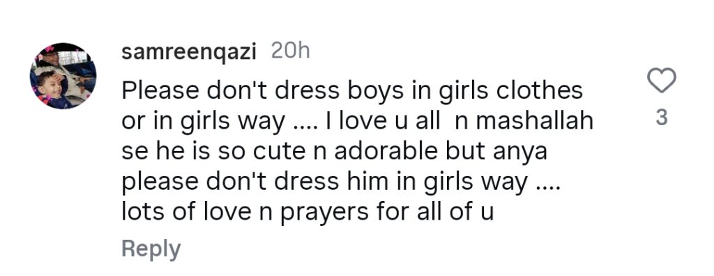 انیا حمزہ علی نے بھتیجا کو لڑکی کے لباس میں ڈالتے ہوئے تقسیم کیا