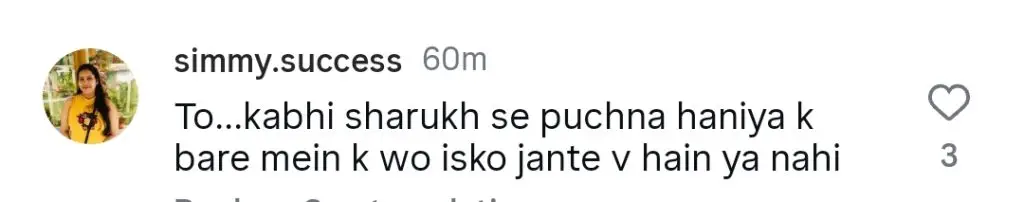 ہانیہ عامر شاہ رخ خان اور شکیب خان کے درمیان انتخاب کرتی ہیں