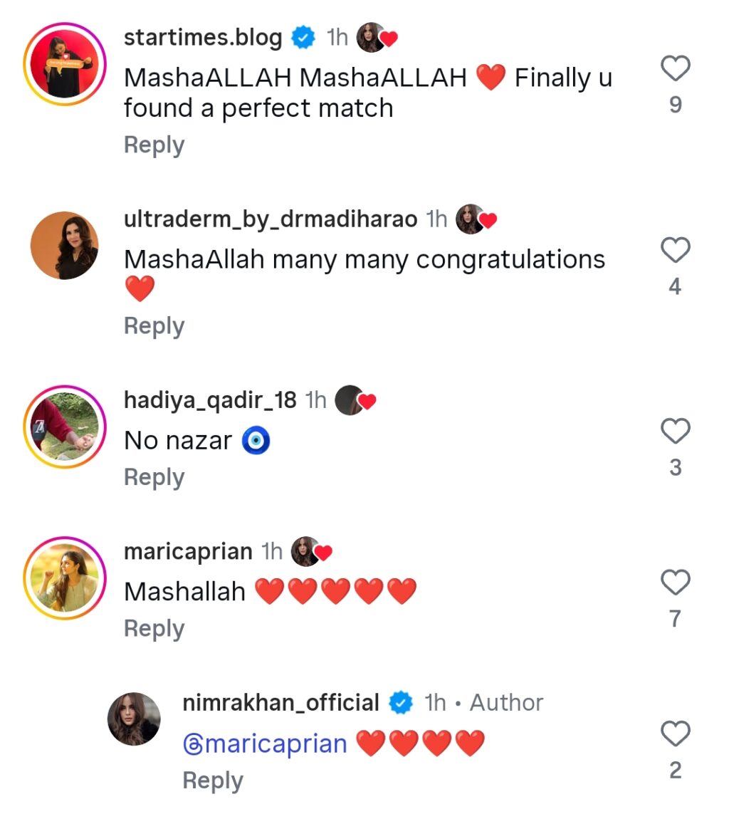 نمرہ خان نے شادی کا اعلان کر دیا۔