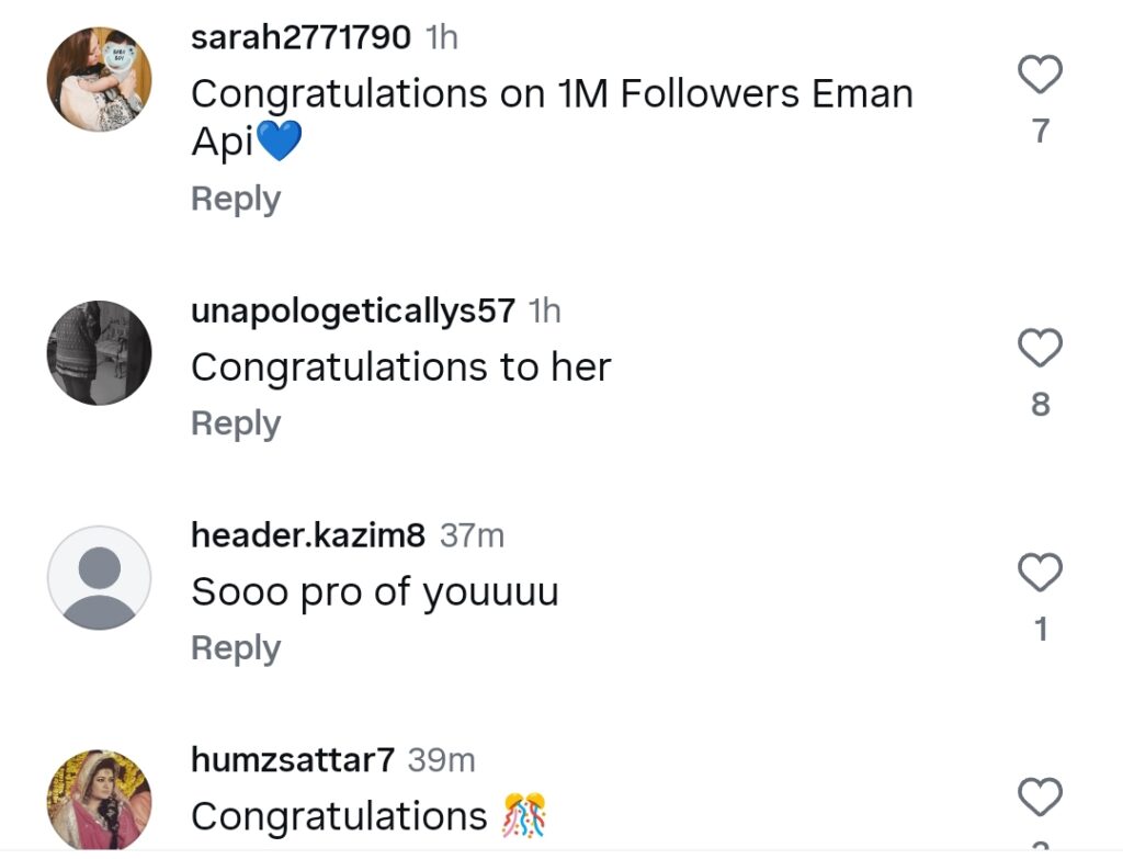 ایمان فاطمہ مشکل وقت کی عکاسی کرتی ہیں جب وہ 1 ملین فالورز تک پہنچ جاتی ہیں۔