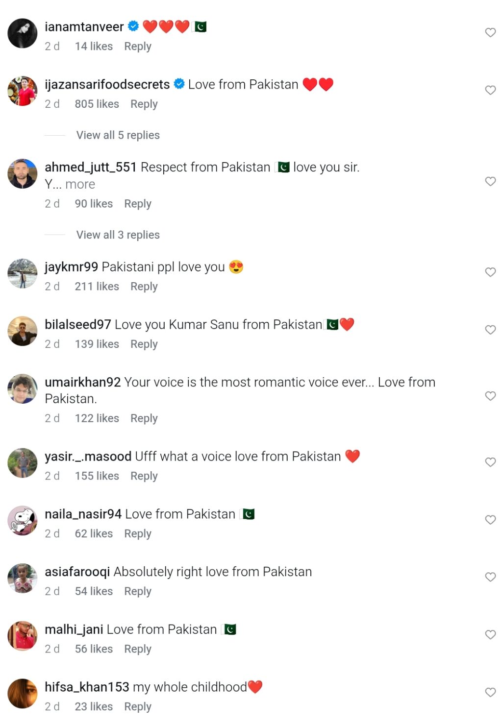 کمار سانو پاکستان میں اپنے فینڈم کے بارے میں