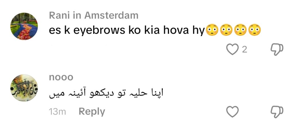 سعدیہ امام کی بھنوؤں کی لفٹ نے آن لائن ردعمل کو جنم دیا۔